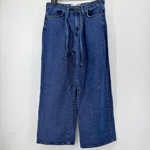 Sam Edelman Womens Wide Leg Drawstring Waist Denim Jeans Medium Wash Size 26
